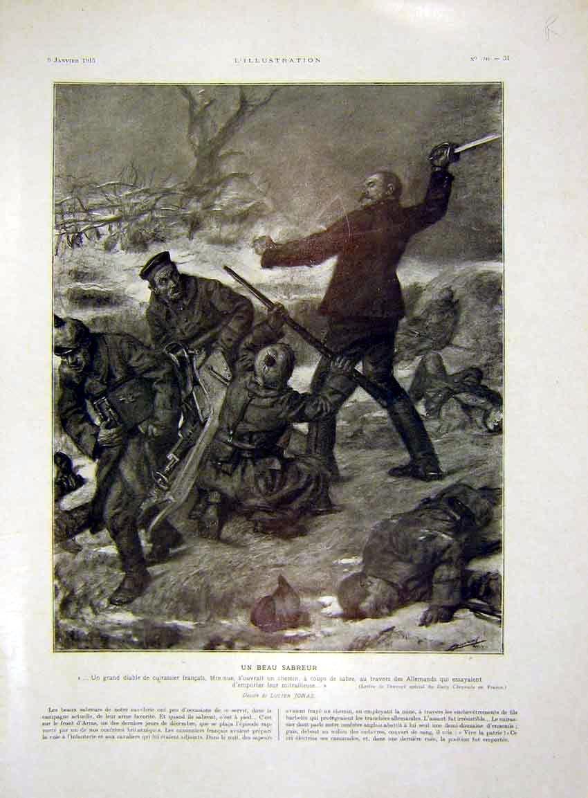 Original Old Antique Print War Sier Military German Ruins Arras French 1915