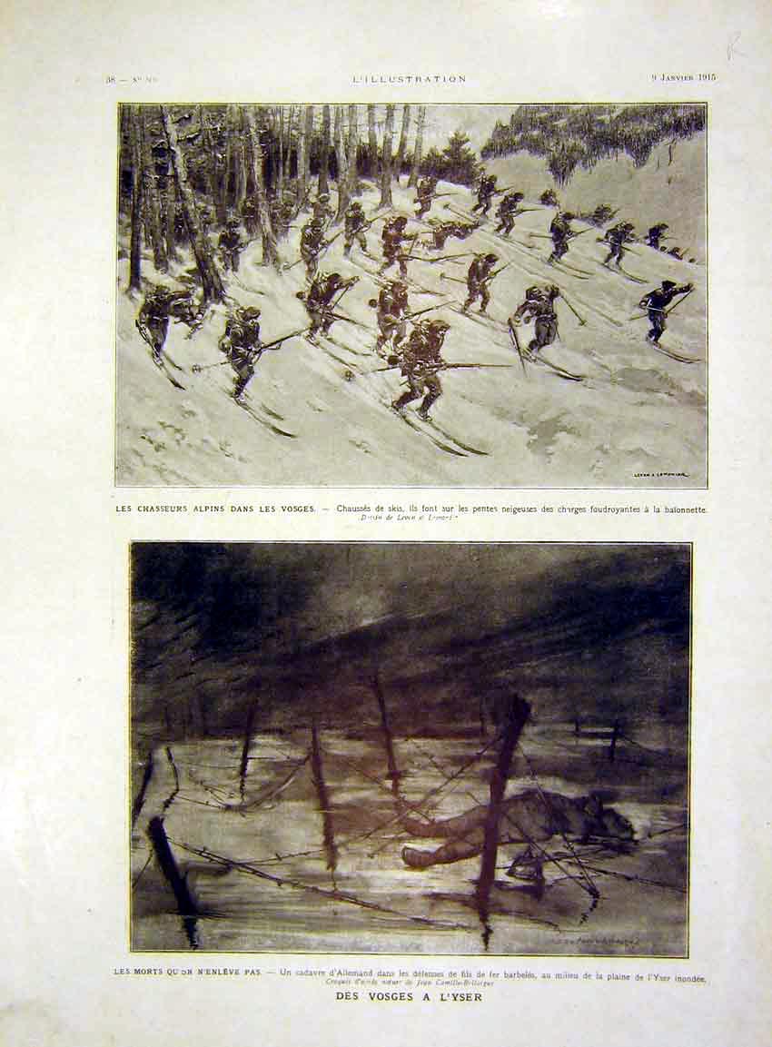 Original Old Antique Print Sier Chasseurs Belgrade Serbia War French 1915 20th