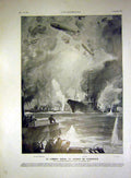Old Antique Print Naval Ship Battle English Channel Cuxhaven French 1915 20th