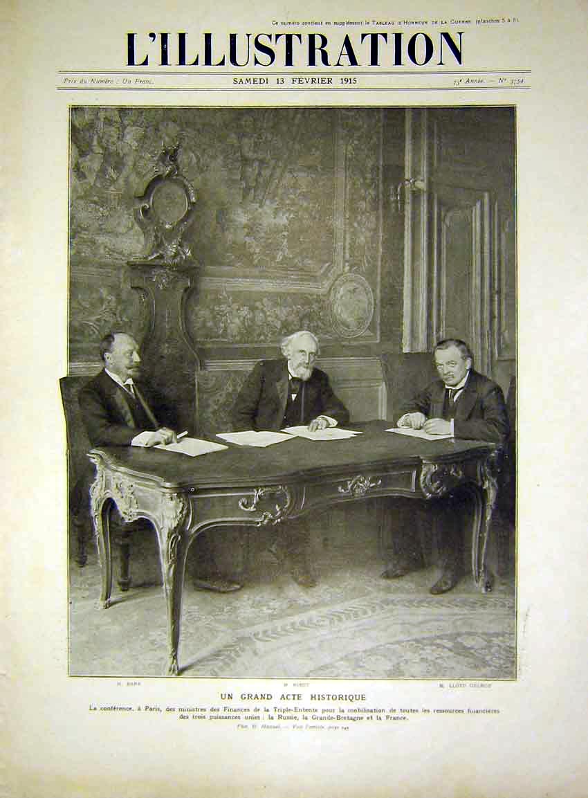 Original Old Antique Print Paris Triple-Entente Bark Ribot George French 1915
