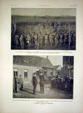Original Old Antique Print General Joffre Belgian War LeopTroops French 1915