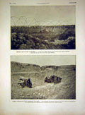 Original Old Antique Print Trench War German Explosion Crator French 1915 20th