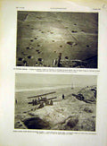 Original Old Antique Print France Bomb Craters Aeroplane Trench French 1915