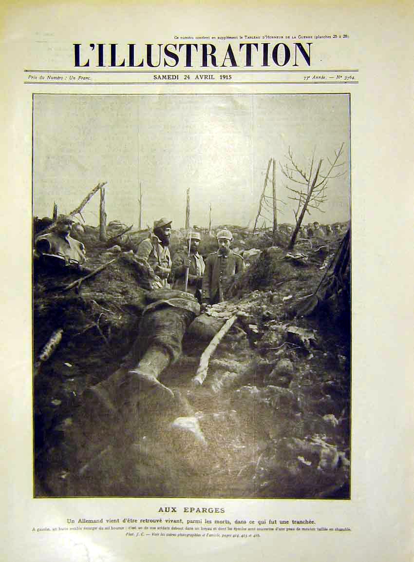 Original Old Antique Print Troops Trench Sier War Allemand French 1915 20th