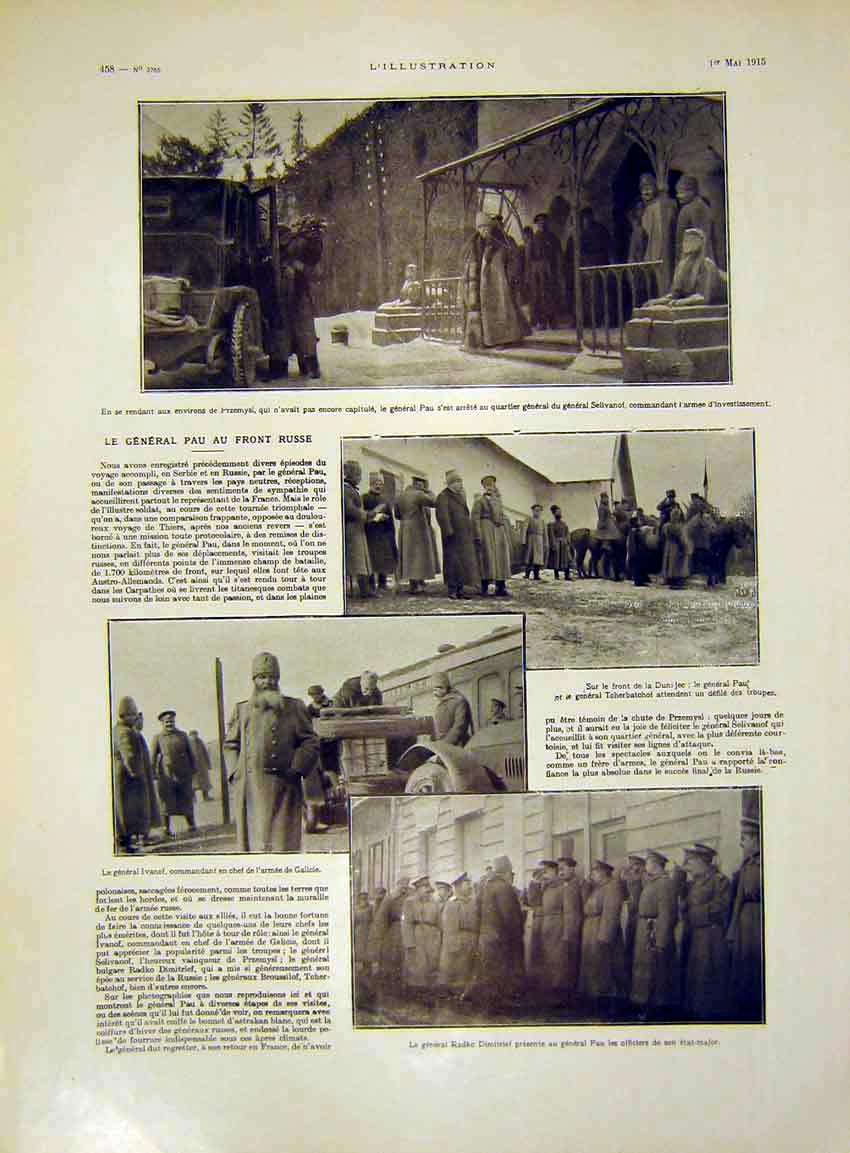 Original Old Antique Print Russia General IvanRadko Dunajec War French 1915 20th