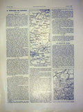 Original Old Antique Print Map War Lens Armentieres Carpathes French 1915 20th