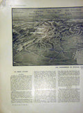 Original Old Antique Print War Swiss Frontier Map Italian Front French 1915