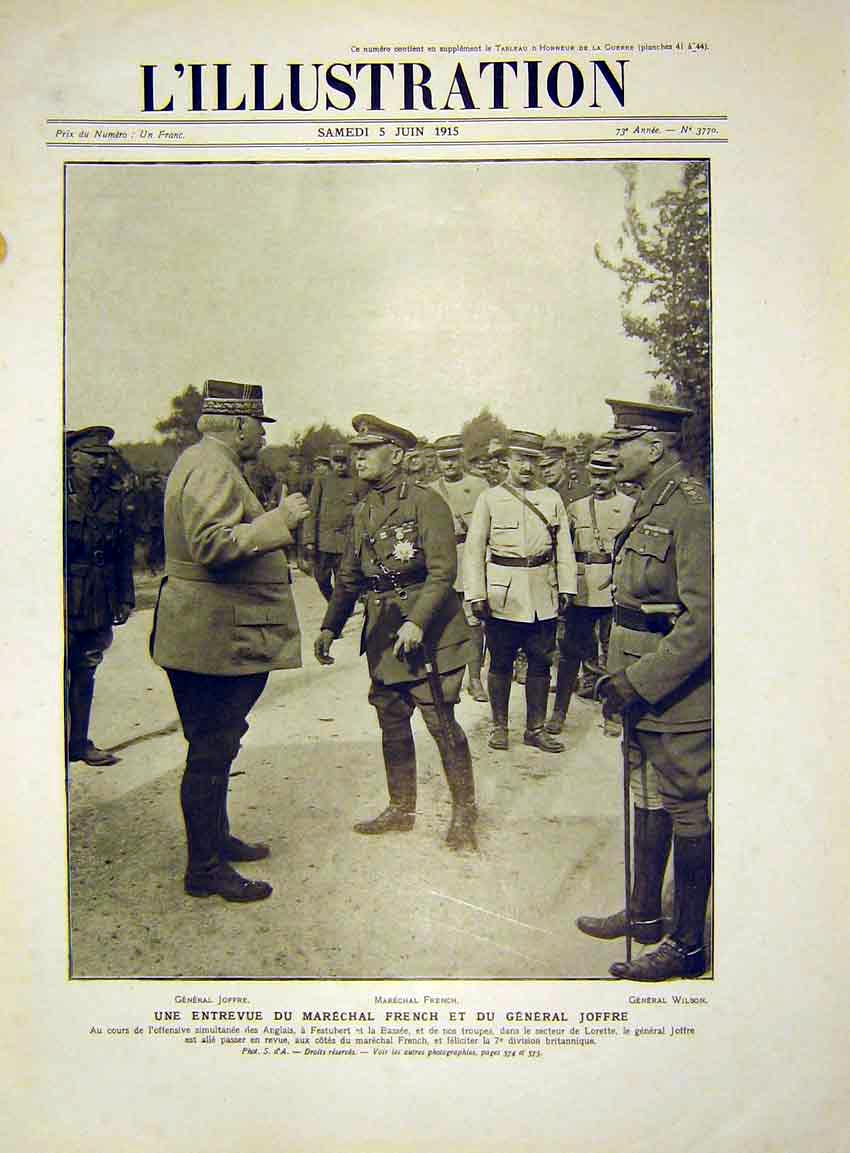 Original Old Antique Print Marechal General Joffre France Wilson French 1915