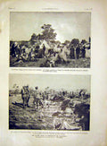 Original Old Antique Print Troops Tent Camp War Sier French 1915 20th Century