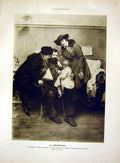 Original Old Antique Print Hospital Wounded Sier Guard Artillery French 1915