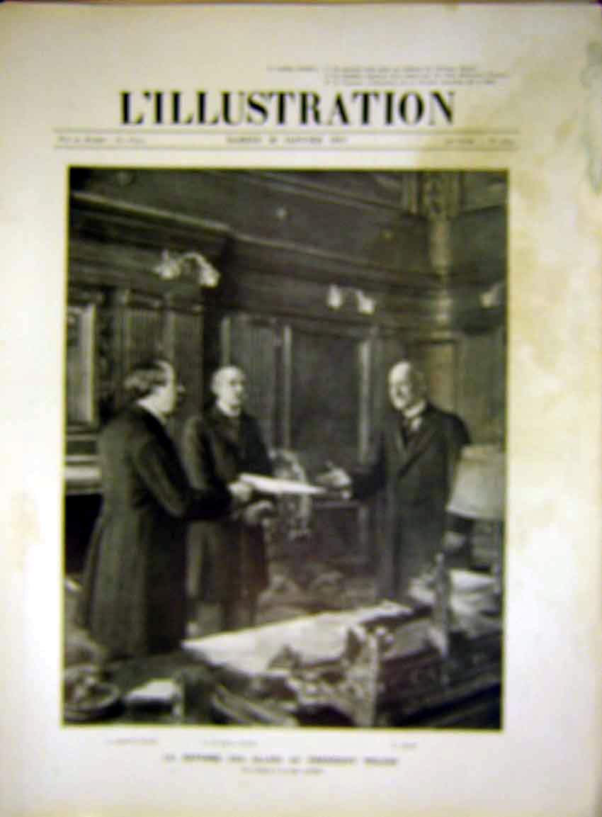Original Old Vintage Print President Wilson America Beyens Sharp Briand 1917
