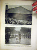 Original Old Vintage Print American Troops France War Flag French 1917 20th