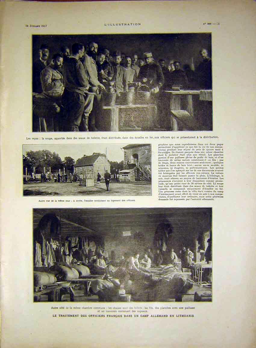 Original Old Antique Print Prisoner War Sier Miltary Camp D'Oropos French