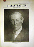 Original Old Vintage Print Portrait President Wilson American French 1917 20th