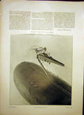 Original Old Vintage Print Balloon Flying Dirigeable-Vedette French 1917 20th