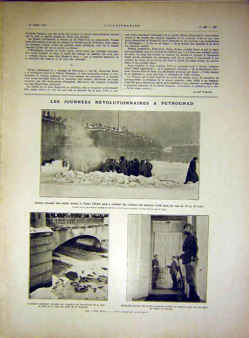 Original Old Vintage Print Petrograd Russia Revolution War Sier French 1917