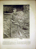 Original Old Vintage Print Navy Martine English Sketch Simont Ship French 1917