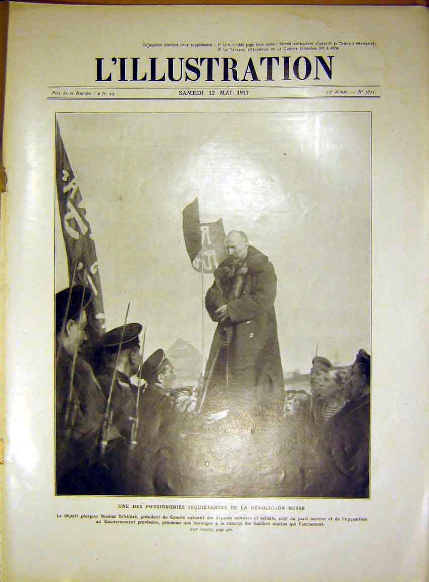 Original Old Antique Print Russia Tcheidze Military Laon Loret German French