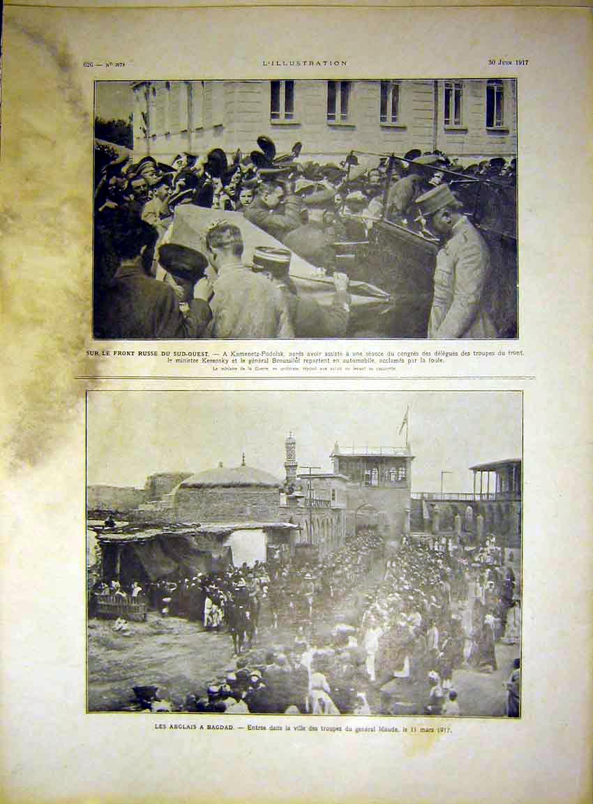 Original Old Vintage Print Russian Broussilbagdad Maude Ferdinand French 1917