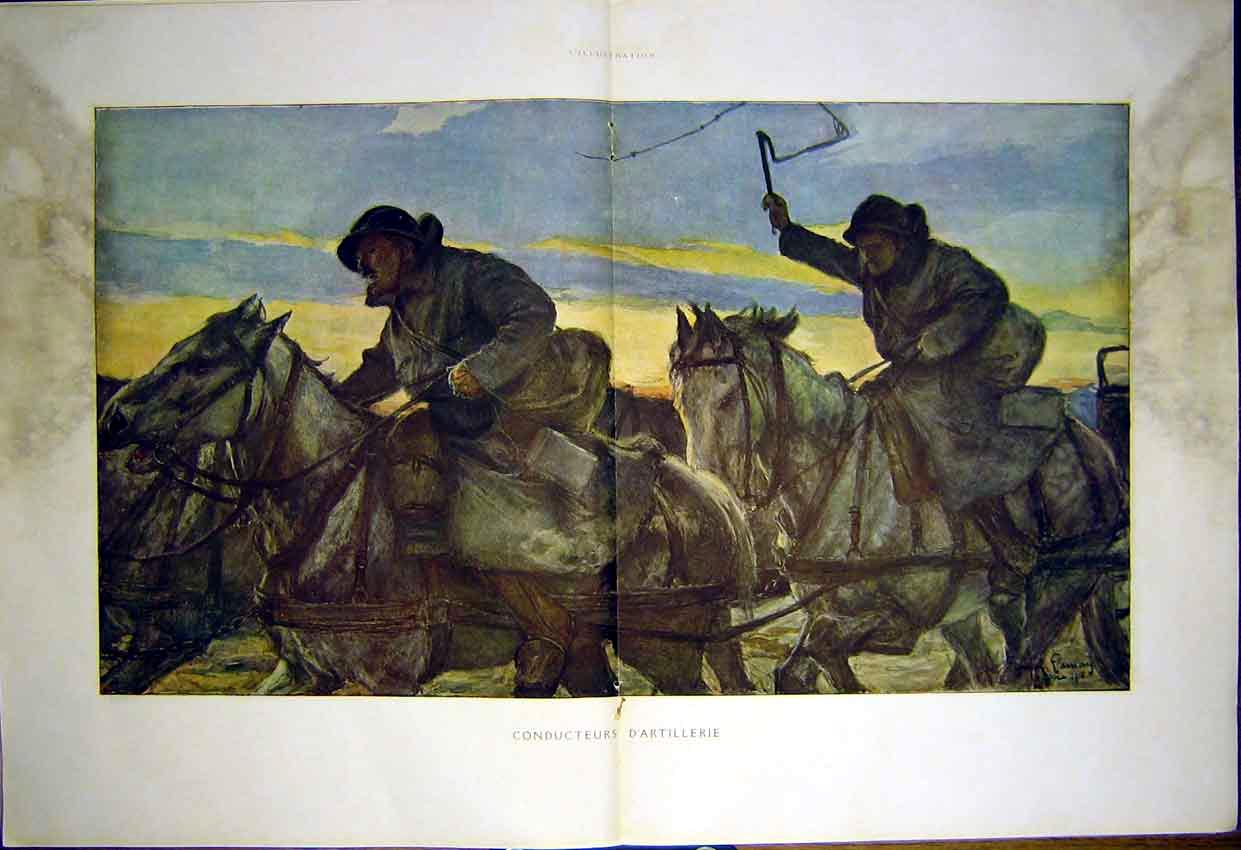 Original Old Vintage Print Somme Battle War Sier Troops Artillery Canon 1917