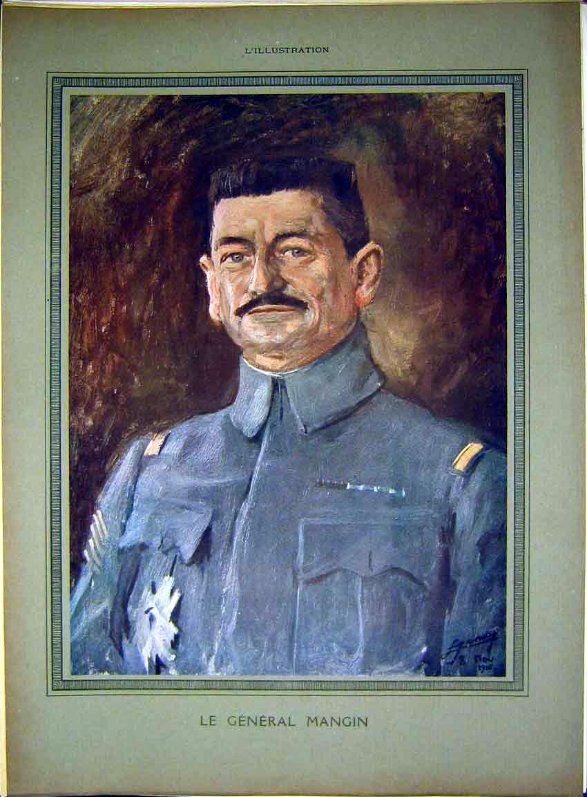 Original Old Vintage Print Portrait General Mangin Military French 1917 20th