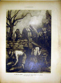 Original Old Vintage Print Sketch Shells Canon Sier Balloon Explosion 1917 20th