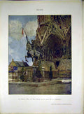 Original Old Vintage Print Reims Dubois Cathedral St. Leonard Drawings 1917