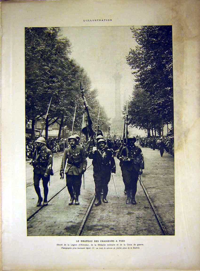 Original Old Vintage Print Uniform Artillary Army Military French 1917 20th