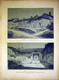 Original Old Vintage Print Champaigne Rancourt Buildings Alsace French 1917