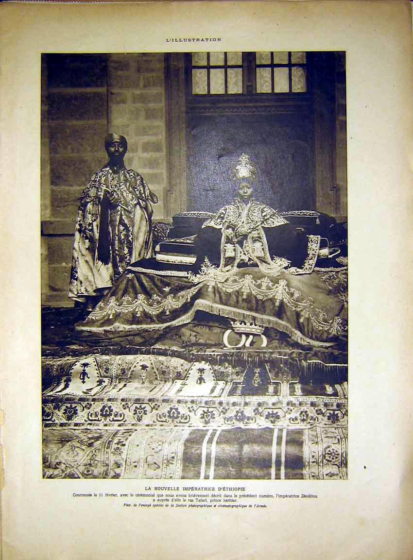 Original Old Vintage Print Etheopia King Refugee Child War Famin French 1917