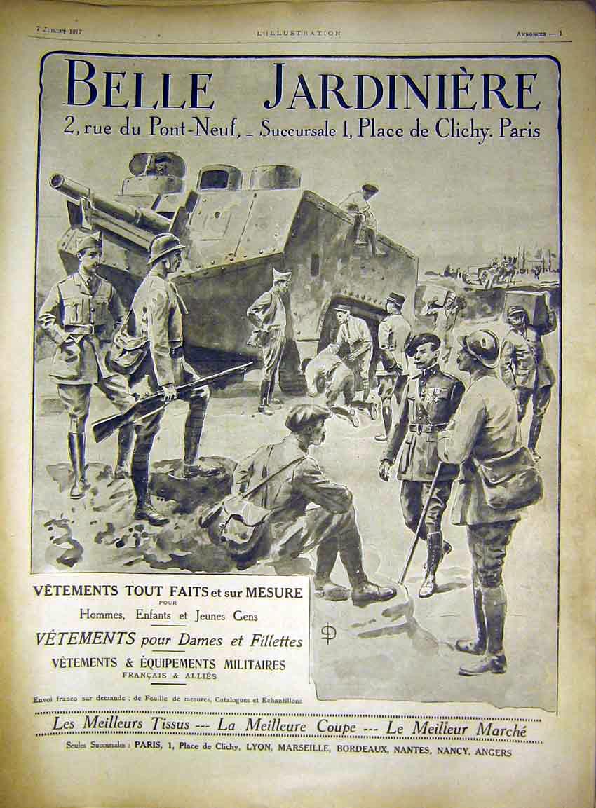 Original Old Vintage Print Military Army Uniforms France France Paris 1917 20th