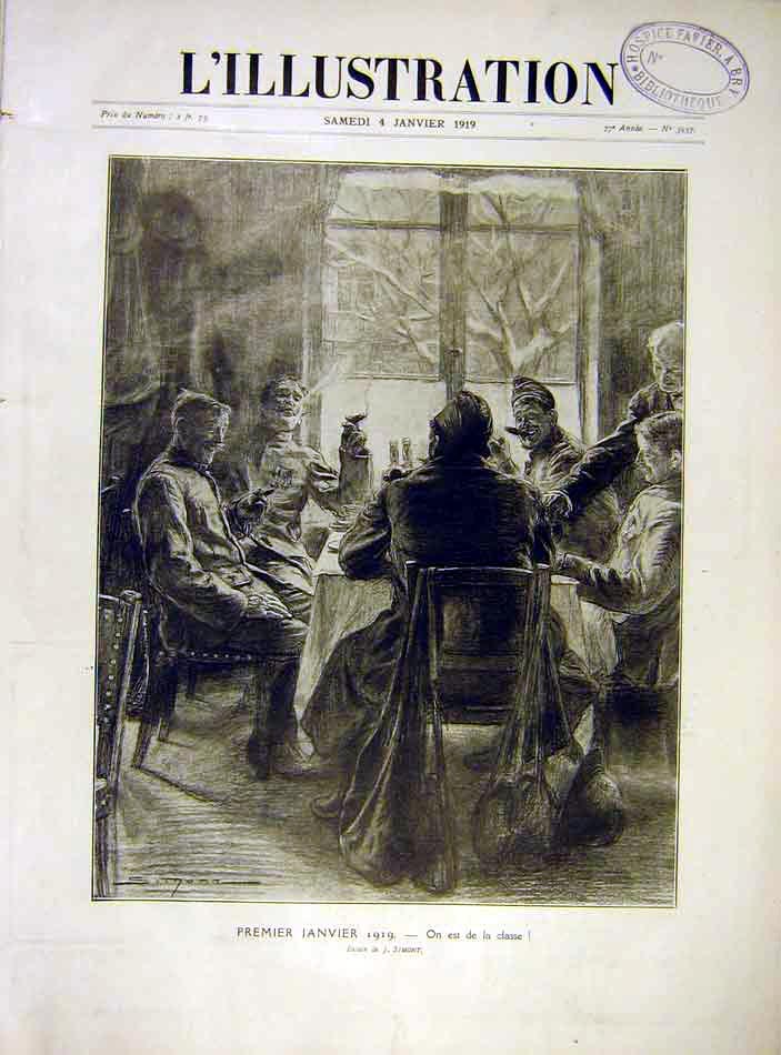 Original Old Vintage Print Simont New-Year'S Day Siers Celebrations 1919 20th