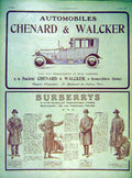 Original Old Vintage Print Automobile Chenard Walcker Burberrys Coat 1919 20th