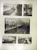 Original Old Vintage Print Garden Seine River Paris Cruise Bateaux Boats 1919