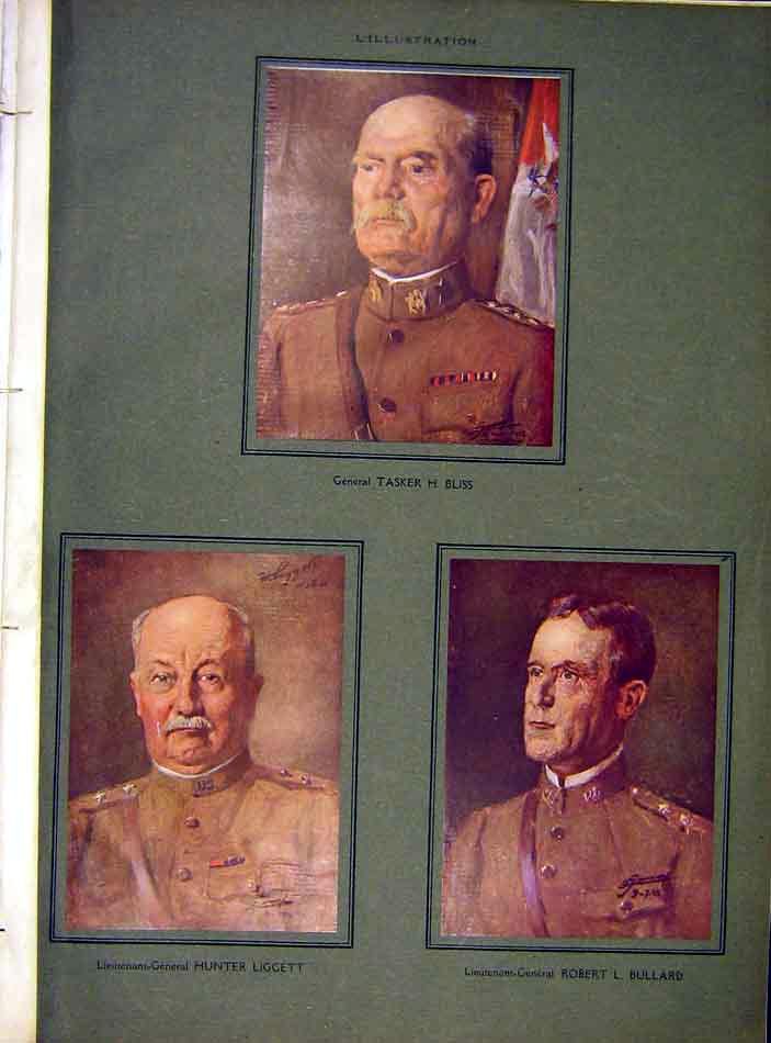 Original Old Vintage Print Portraits Bliss Liggett Bullard Military 1919 20th