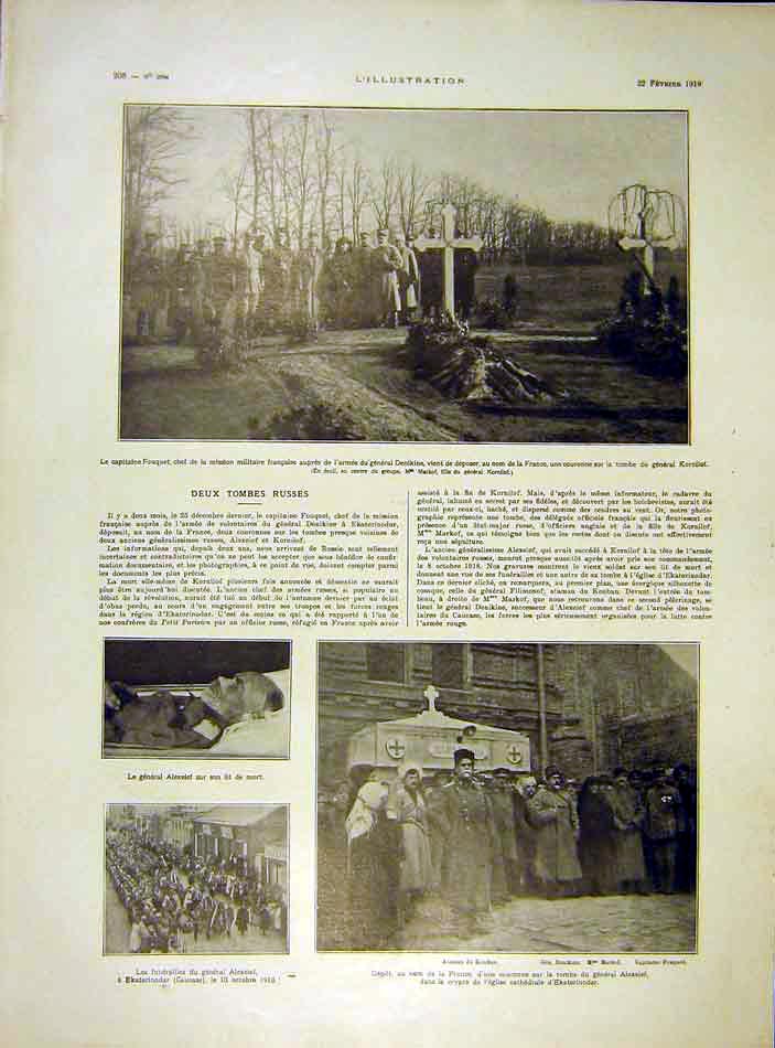 Original Old Vintage Print Fouquet Tombs Russian Alexeief Funeral 1919 20th