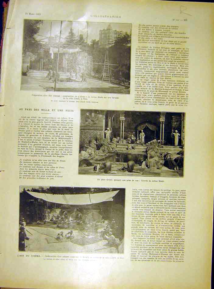 Original Old Vintage Print Orient Malik Cinema Film Construction French 1919