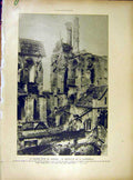 Original Old Vintage Print Ruins Cathedral Soissons Cloitre French 1919 20th