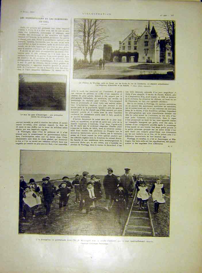 Old Vintage Print Wartegg Castle Wieringen Crown Prince Hohenzollern 1919 20th