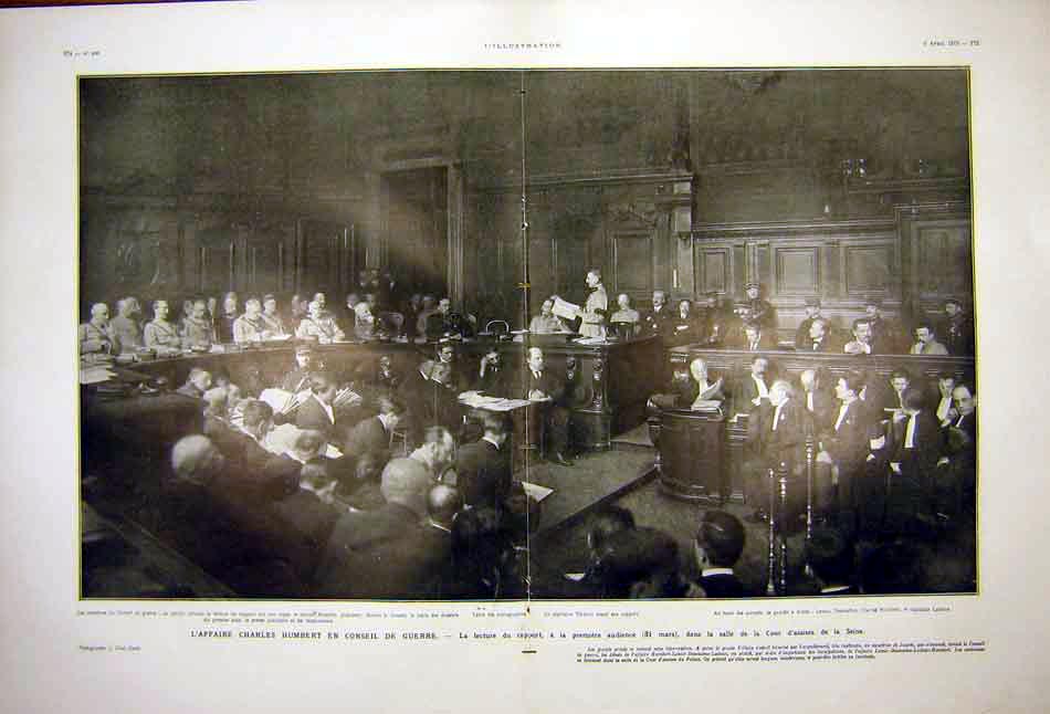 Original Old Vintage Print Humbert Council War Court Assises Seine Paris 1919