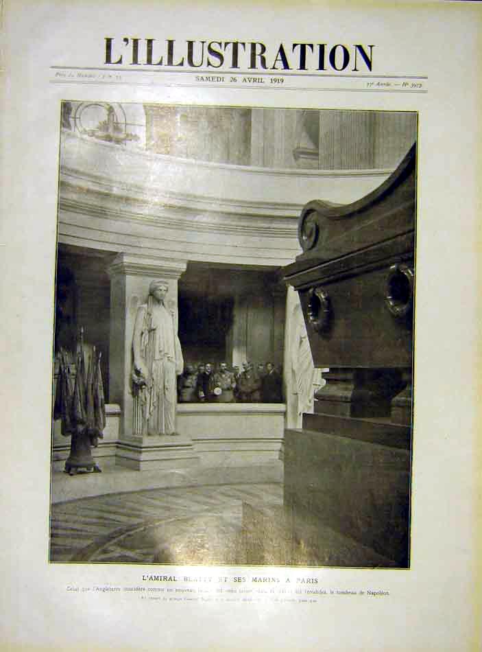 Original Old Vintage Print Beatty Marines Paris France Military 1919 20th