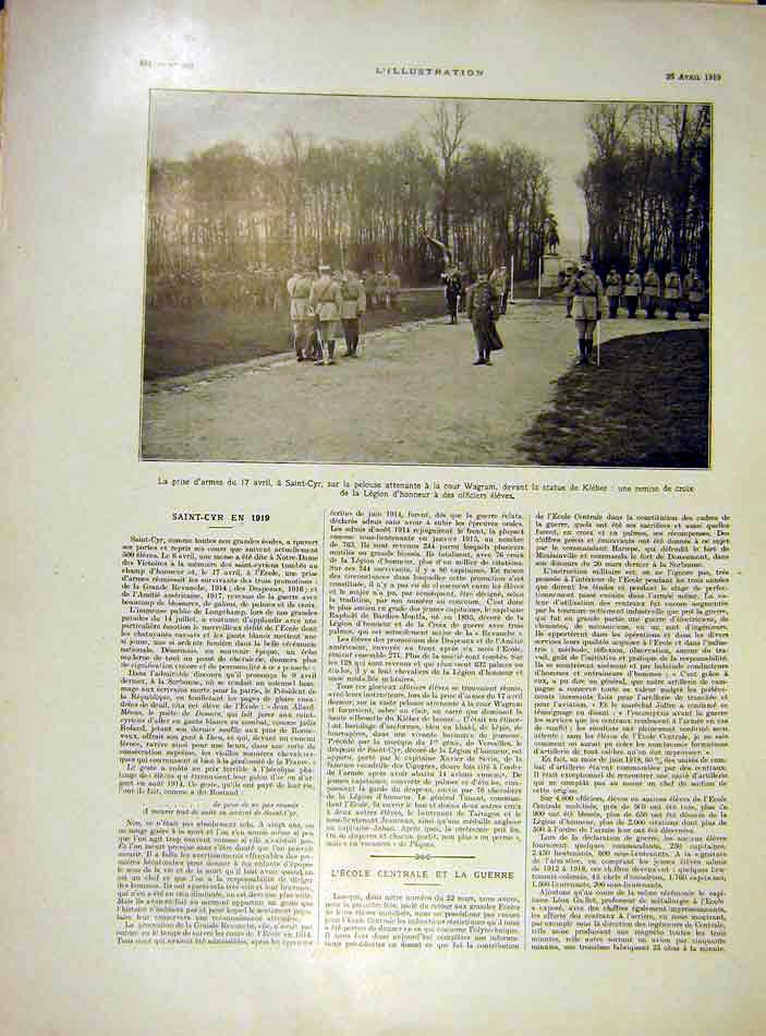Original Old Vintage Print Saint-Cyr Wagram Legion Honour Officers 1919 20th