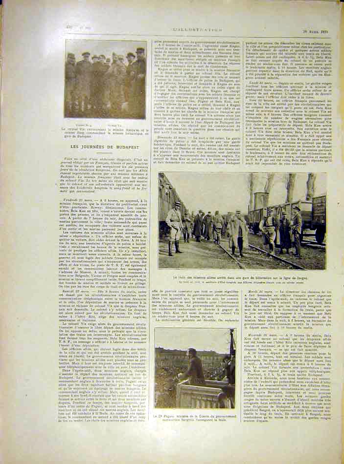 Original Old Vintage Print Budapest Szeged Railway Pogani Minister War 1919 20th