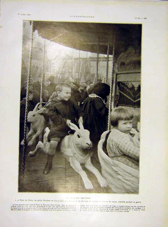 Original Old Vintage Print Fair Trone French Children War Pains France 1919 20th