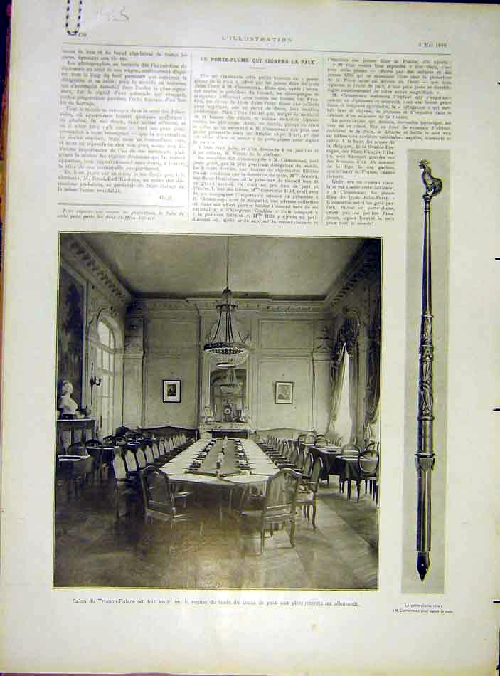 Original Old Vintage Print Trianon Palace Versailles Opera Paris Rain 1919 20th