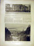 Old Vintage Print Alsace Lorrian Legion Strasbourg Suspension Bridge 1919 20th