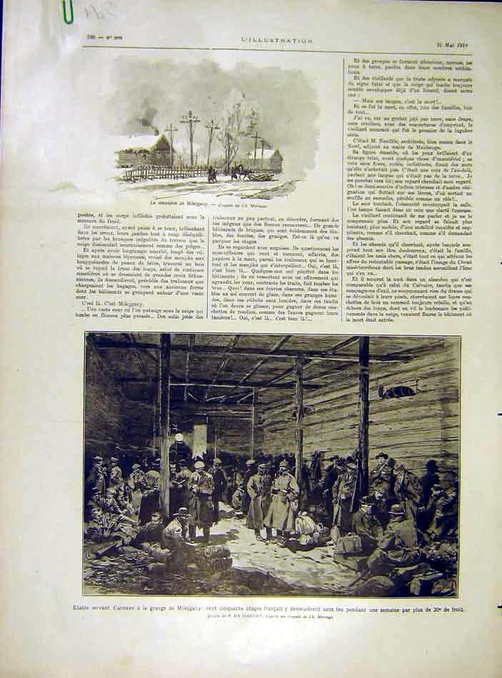 Original Old Vintage Print Milejgany Haenen Hostages French 1919 20th Century