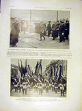 Original Old Vintage Print Read Plymouth Atlantic American Flags Swords 1919
