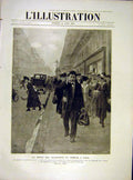 Original Old Vintage Print Paris Transport Foot-Travellers French 1919 20th