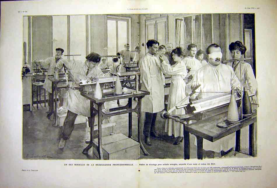 Original Old Vintage Print Amputees Ww1 Re-Education School Siers 1919